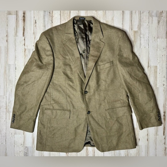 Oscar de la Renta Other - Oscar De La Renta Wool Cashmere Solid Brown Mens Blazer Sport Coat Size 44R